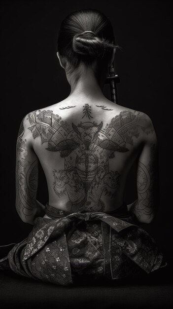 A woman with a tattoo on her back