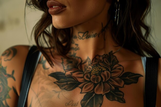 Woman with tattoo on her body