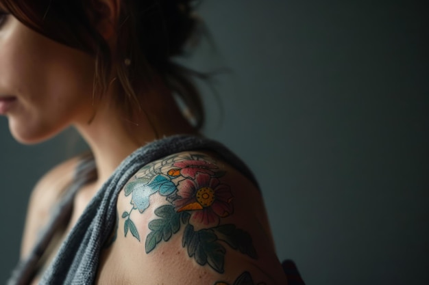 Woman with tattoo on her body