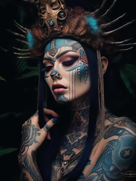 Женщина с татуировкой на лице