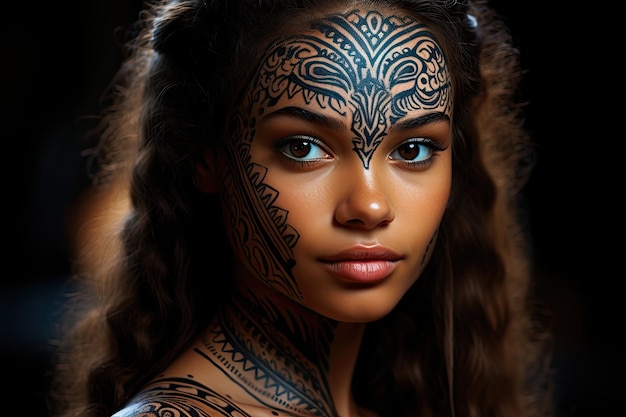 a woman with a tattoo on her face