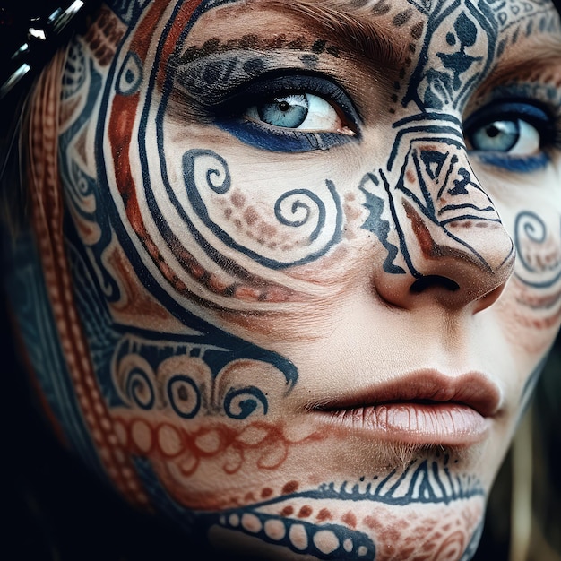 A woman with a tattoo on her face