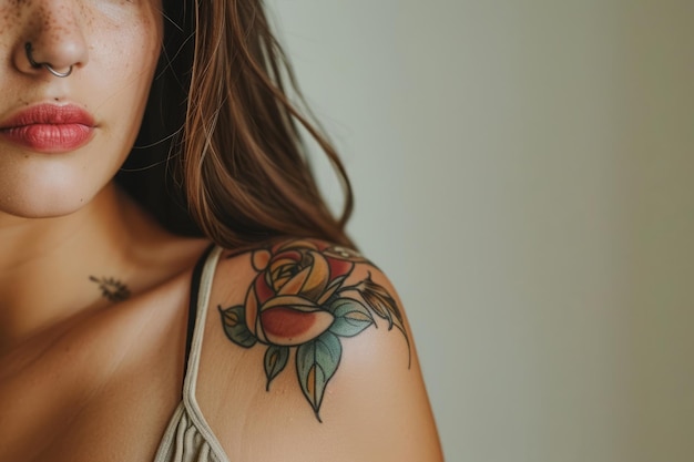 Фото Женщина с татуировкой на теле