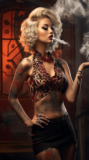 A woman with tattoos and a cigarette