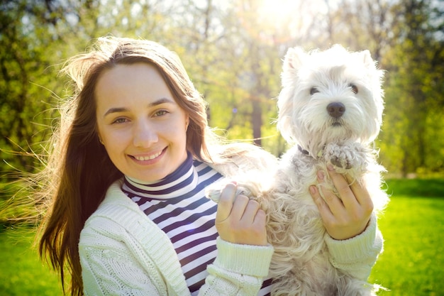 Woman with terrier