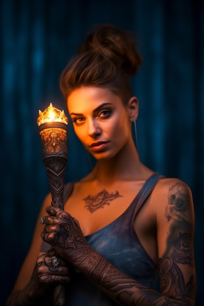 A woman with a torch in her hand