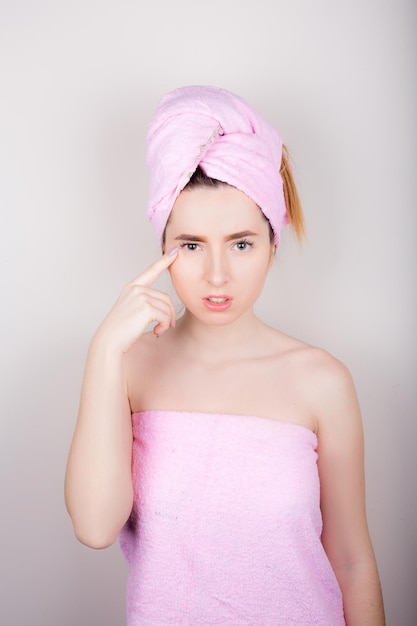 woman with a towel on her head