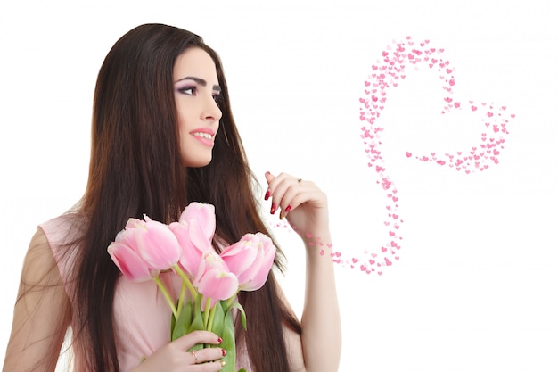 Woman with tulip bouquet