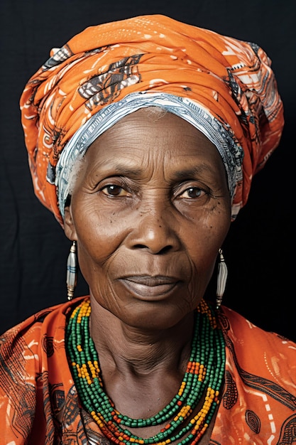 a woman with a turban and a necklace