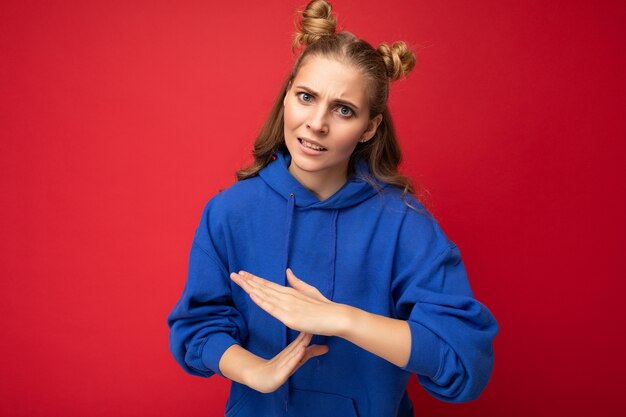 woman with two horns with sincere emotions wearing