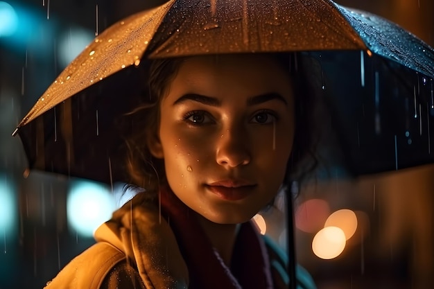 A woman with an umbrella in the rain