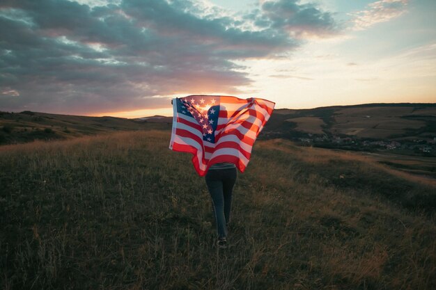 Photo woman with usa flag