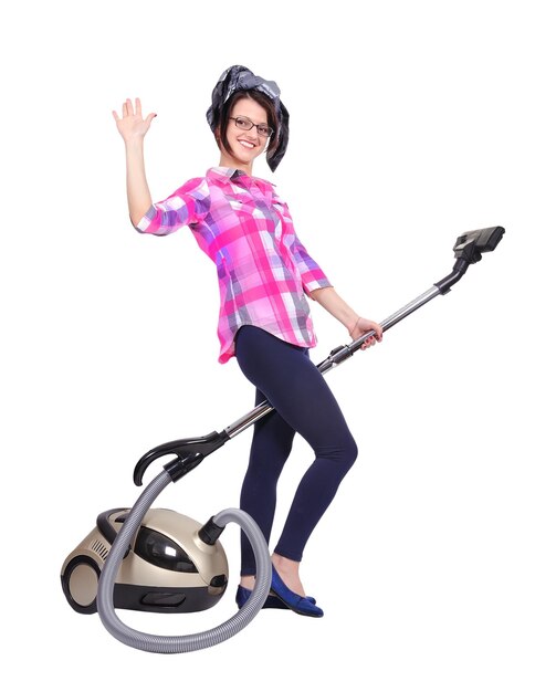 Woman with vacuum cleaner