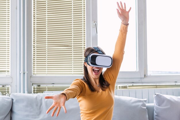 Woman with virtual reality glasses