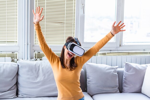 Woman with virtual reality glasses