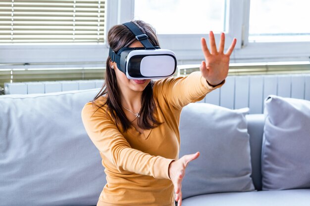 Woman with virtual reality glasses