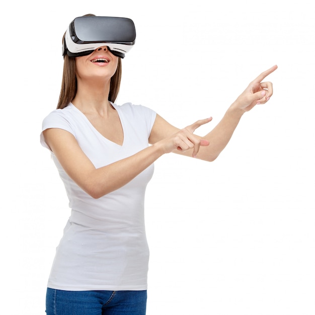 Woman with virtual reality goggles