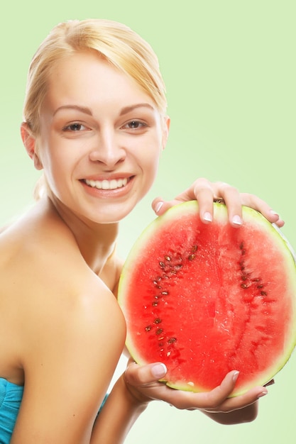 Woman with watermelon