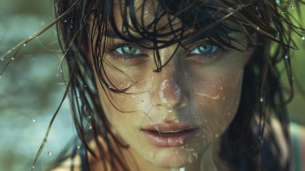 a woman with wet hair and a wet hair