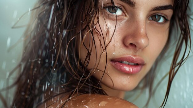 a woman with wet hair and a wet hair