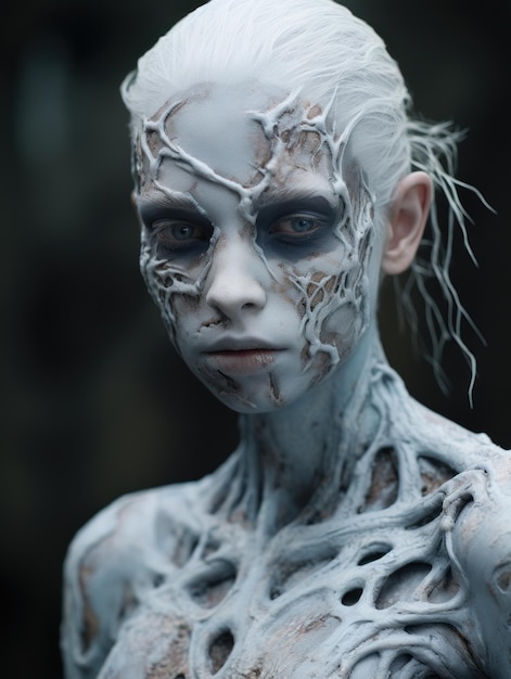 Premium AI Image  a woman with white body paint