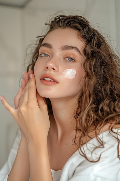 a woman with a white face paint on her face