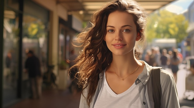 Photo a woman with a white shirt and a necklace on her neck