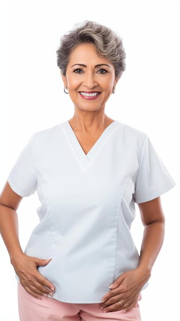 a woman with a white shirt that says  smile