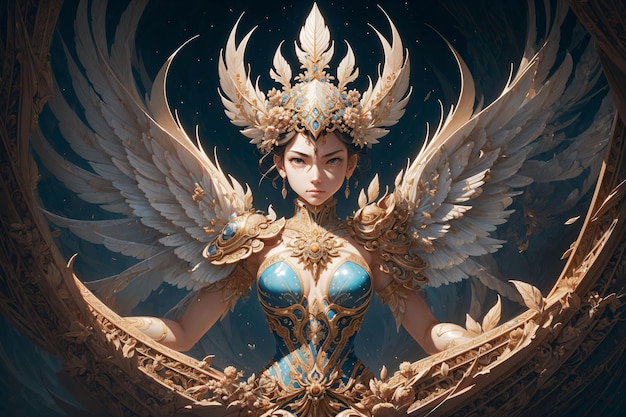 Woman with wings and armor