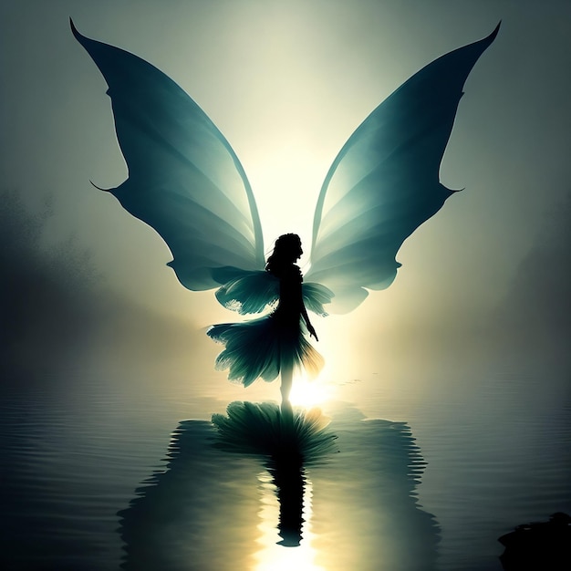 A woman with wings that say'i'm a fairy '