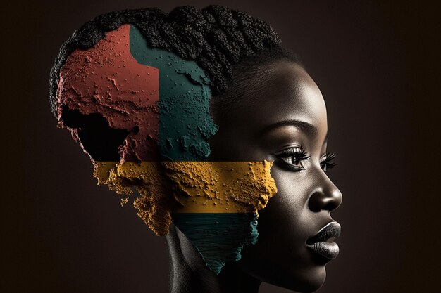 A woman with the word africa on her face