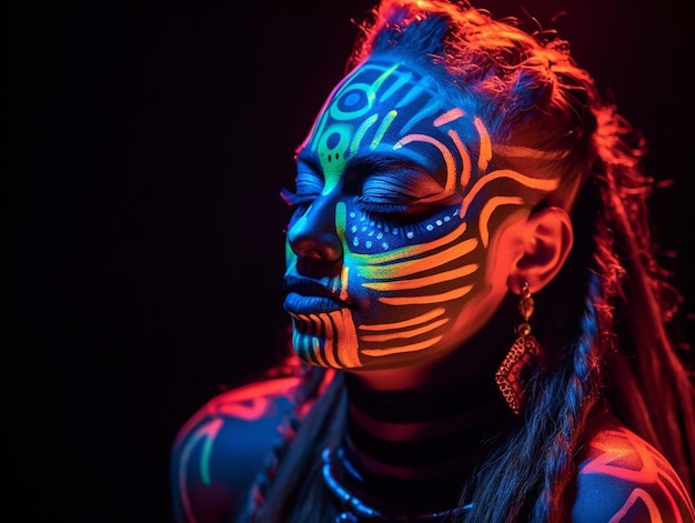 a woman with the word " colors " on her face.