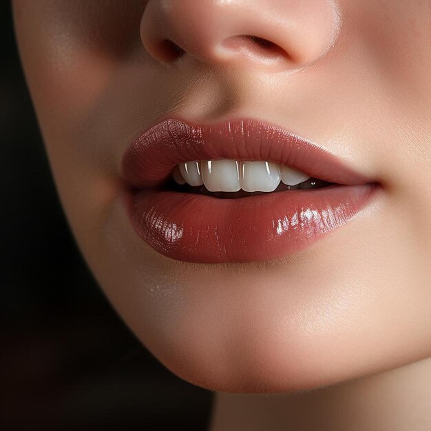 Photo a woman with the word  gluten  on her lips