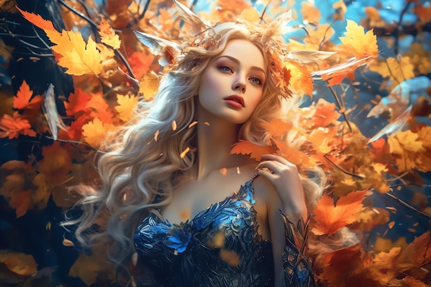 Женщина с венком из листьев в волосах