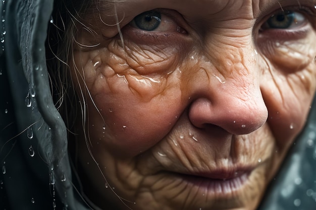 Женщина с морщинами на лице и носу Генеративный ИИ