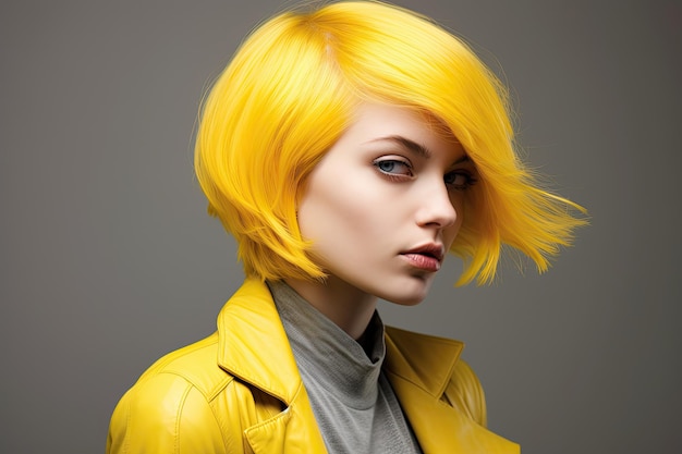 a woman with yellow hair