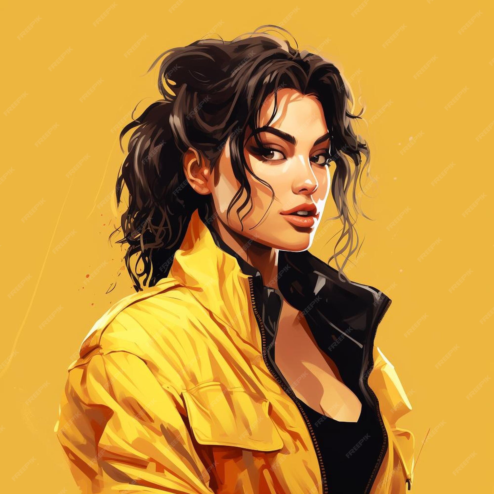 Premium AI Image a woman with a yellow jacket that says " she's a girl