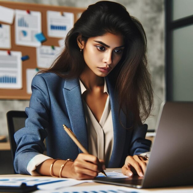 woman work on laptop