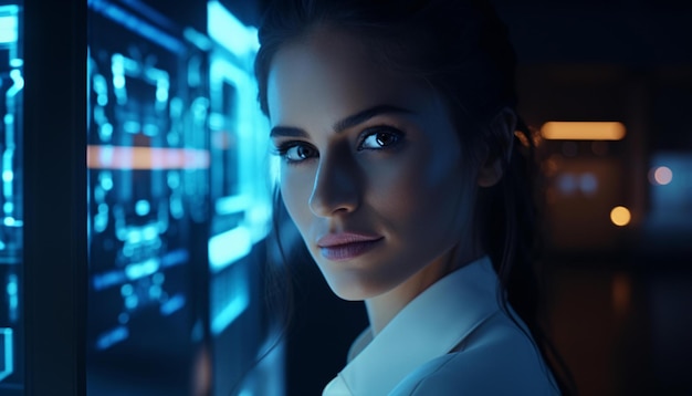 A woman working on a computer screen