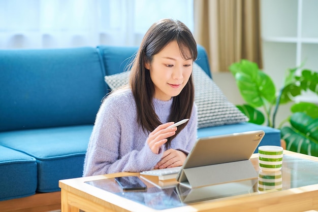 A woman working on a computer