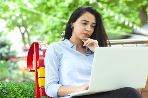 Woman working in computer