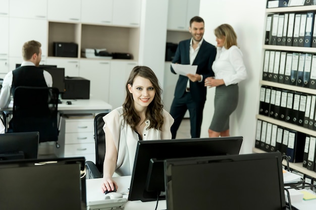 Woman working on the computer