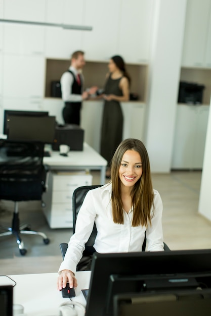 Woman working on the computer