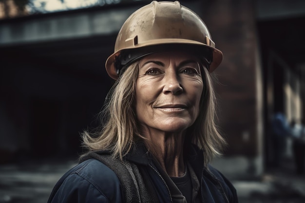 woman working on a construction site construction hard helmet