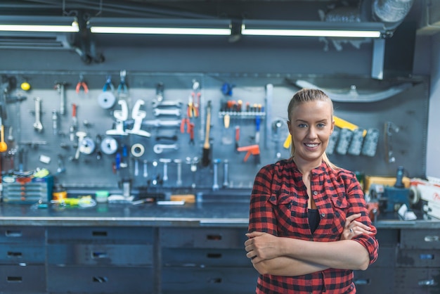 Woman working in factory warehouse