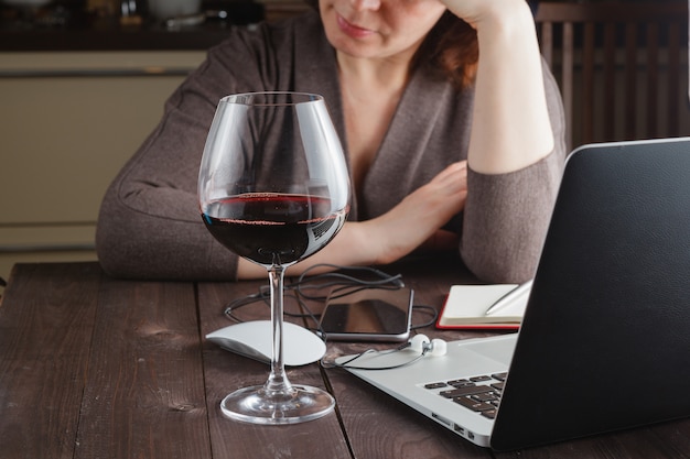 Woman working from home on a laptop