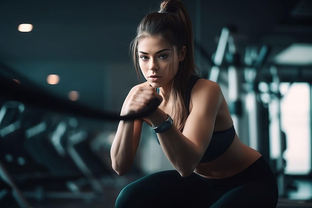 Woman working gym hard Class person Generate Ai