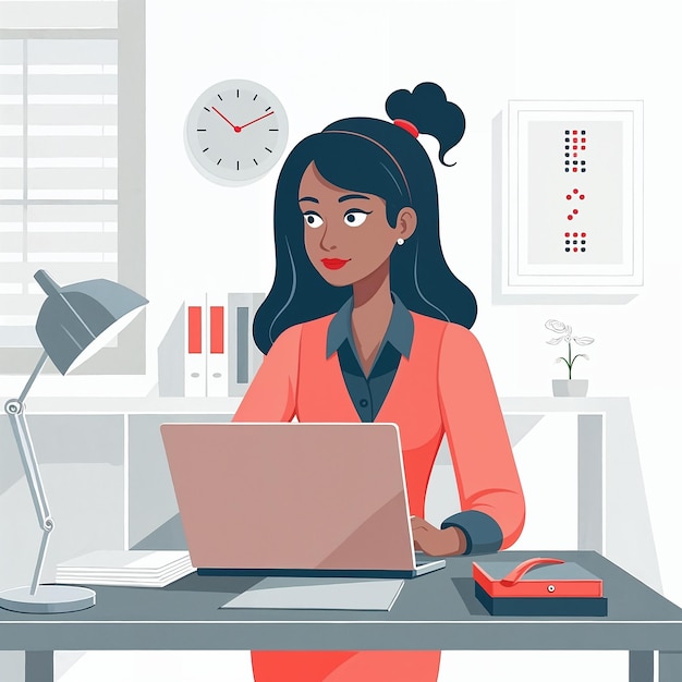 Woman working on her laptop in the office