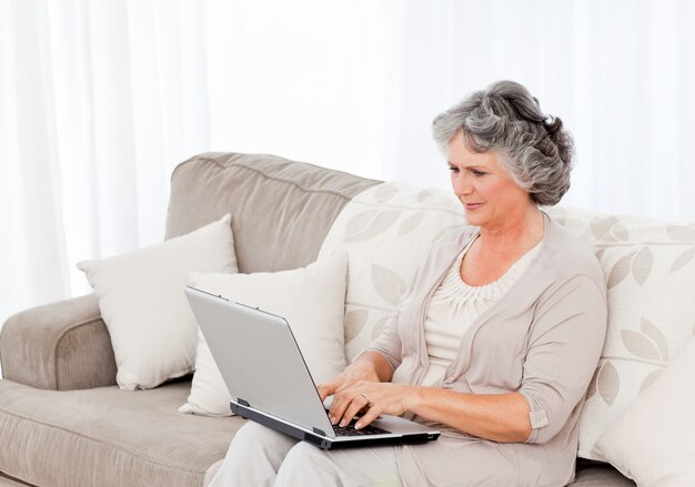 Woman working on her laptop