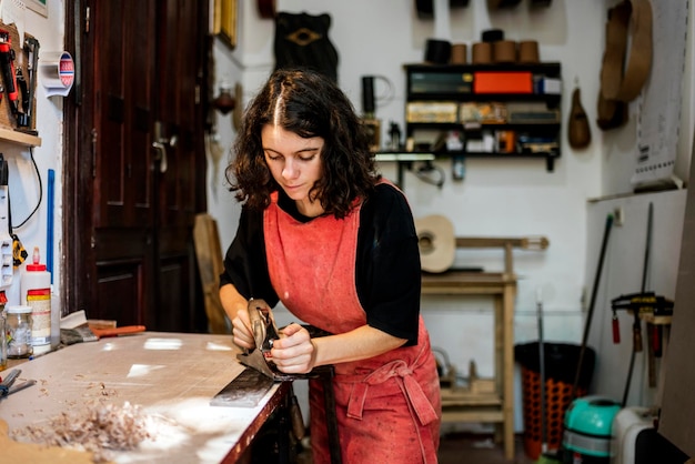 woman working at home